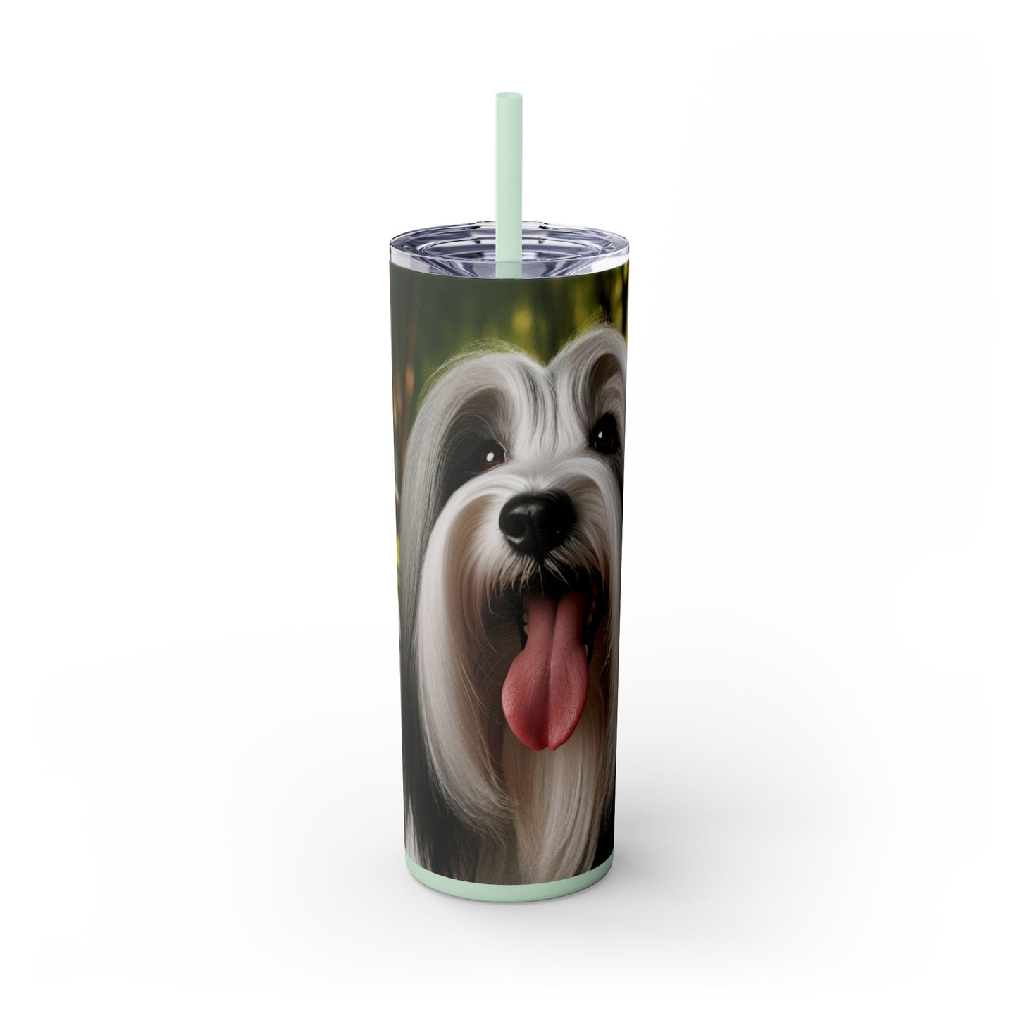Tibetan Terrier Skinny Tumbler with Straw, 20oz