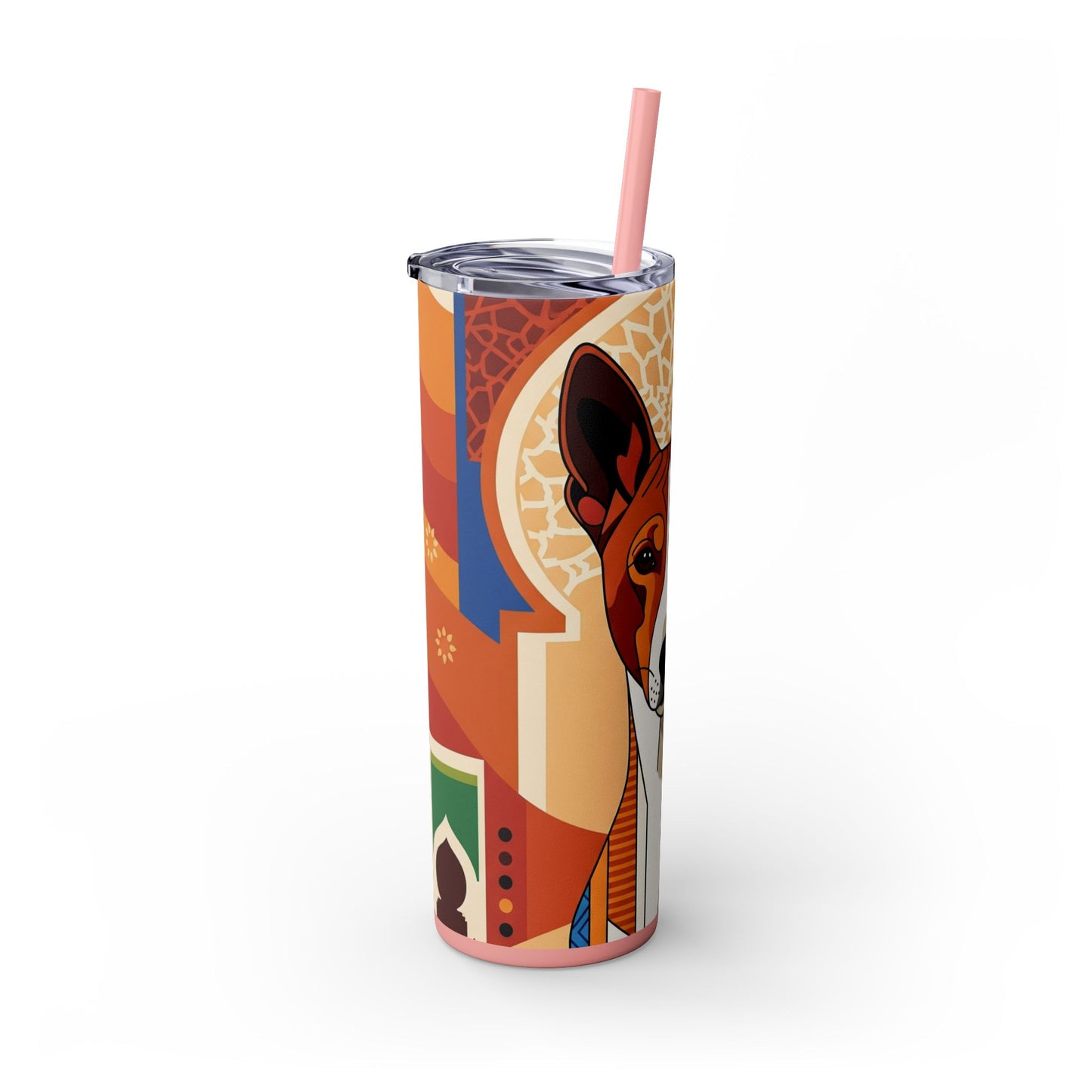 Basenji Skinny Tumbler with Straw, 20oz