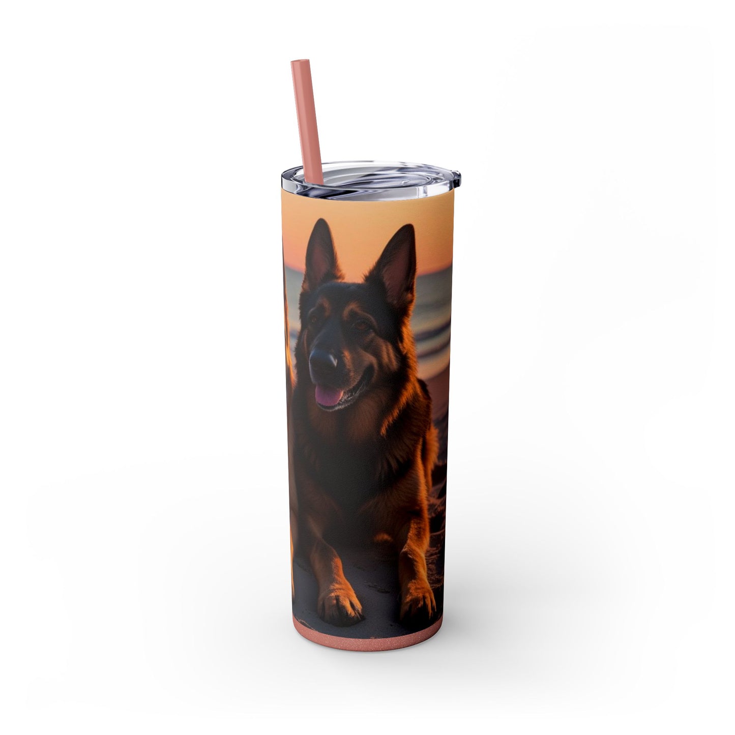 German Shepherd Love Skinny Tumbler with Straw, 20oz