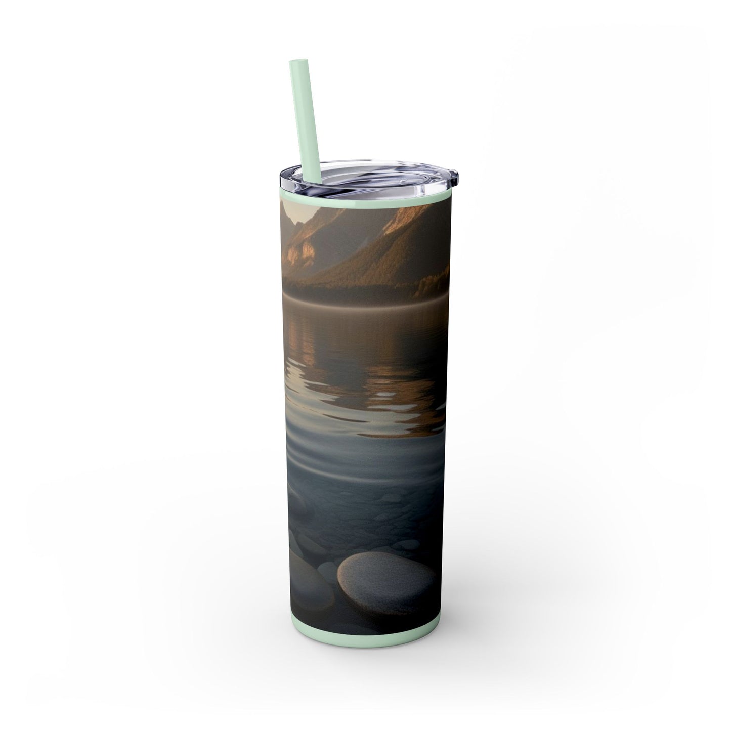 Ripple in a Mountain Lake Skinny Tumbler with Straw, 20oz