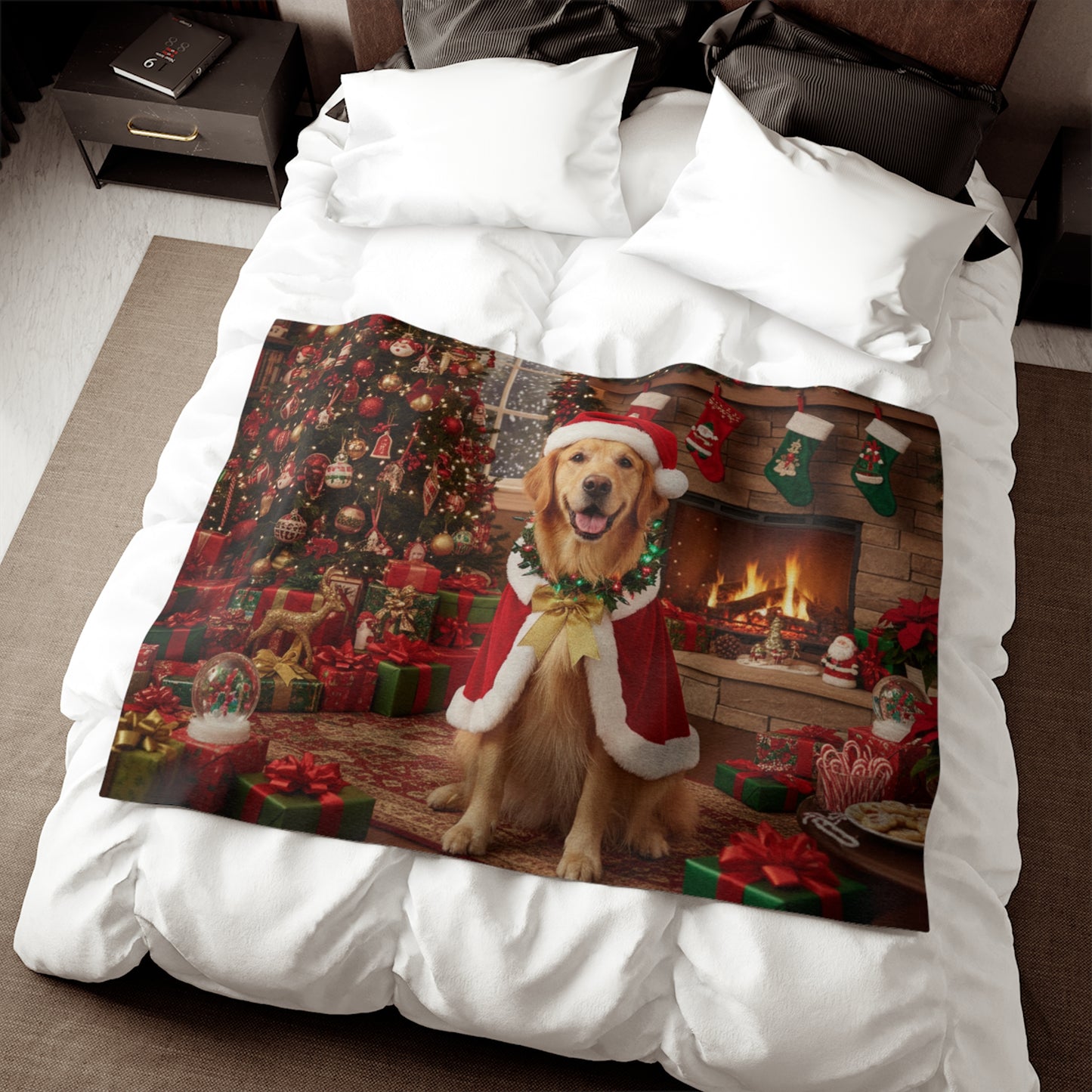 Golden Retriever Santa Blanket