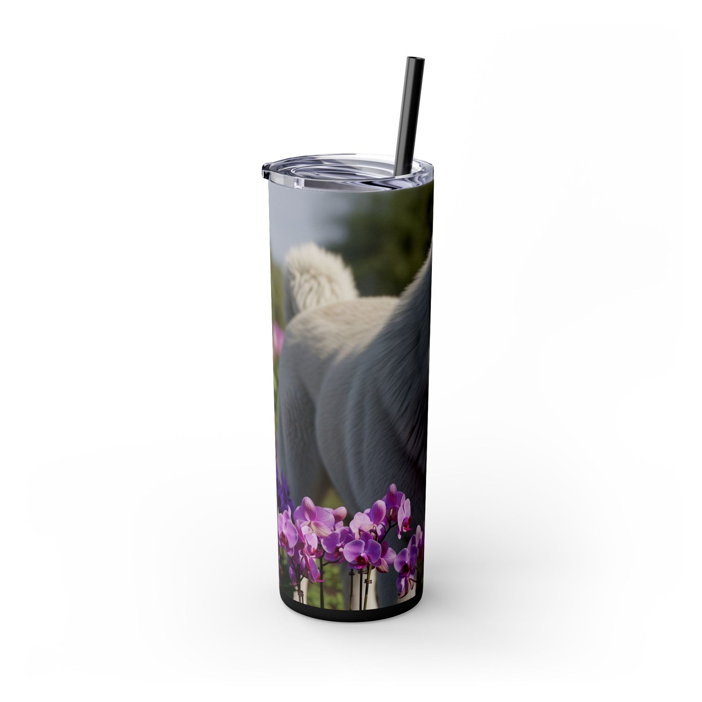 Gobelet isotherme avec paille, motif Berger du Caucase, 590 ml