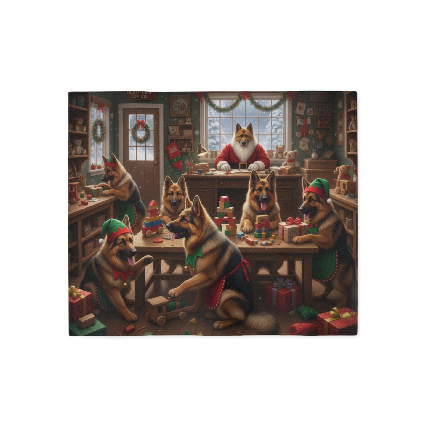 German Shepherd Holiday Workshop Blanket