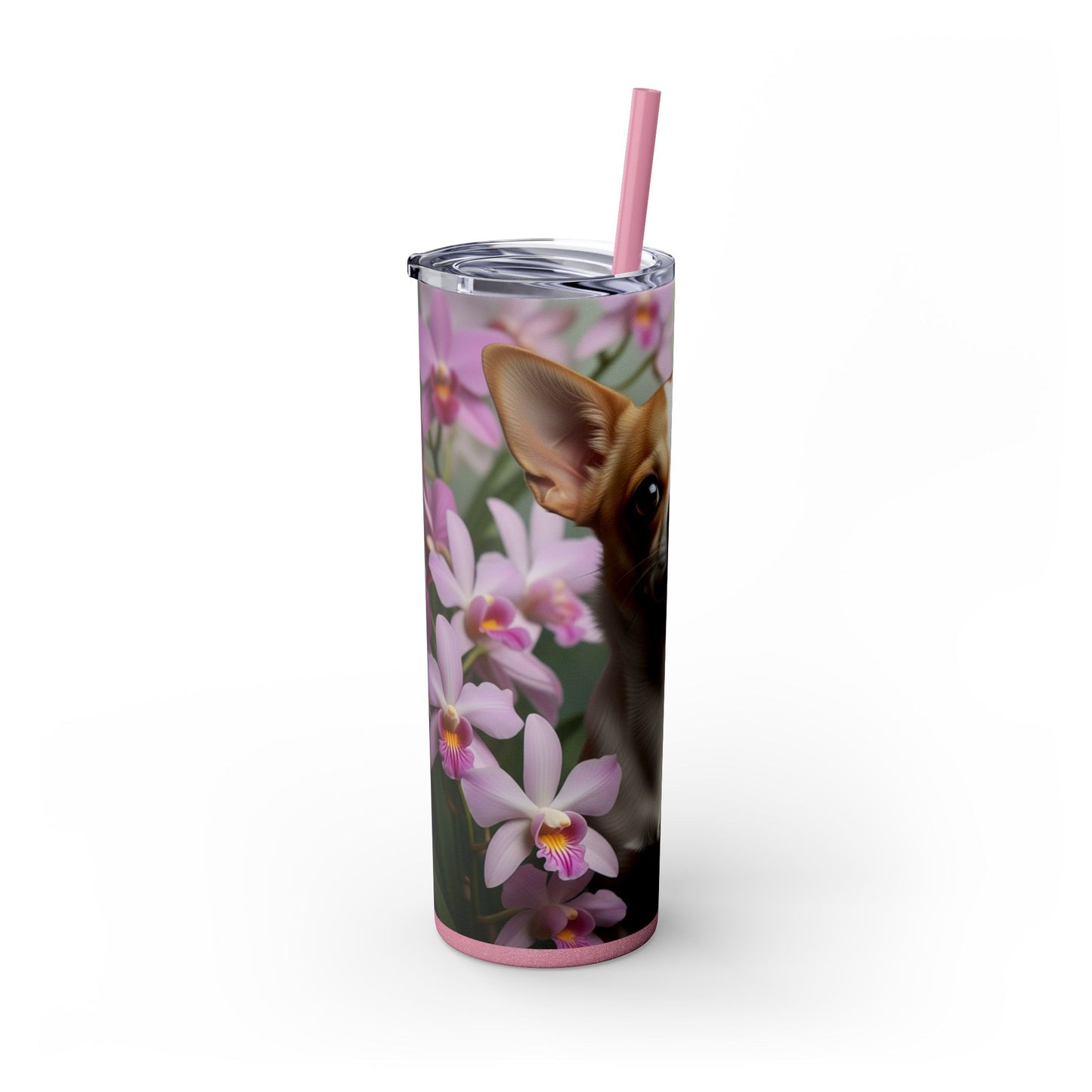Vaso delgado con pajita para chihuahua, 20 oz