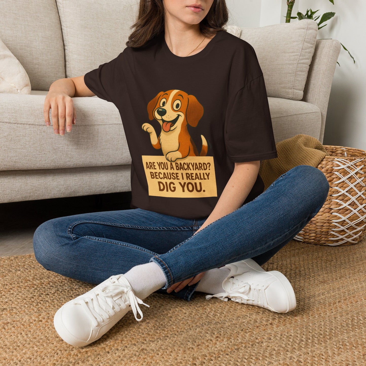 "Are You a Backyard? Because I Really Dig You" Cute Puppy Tee Shirt