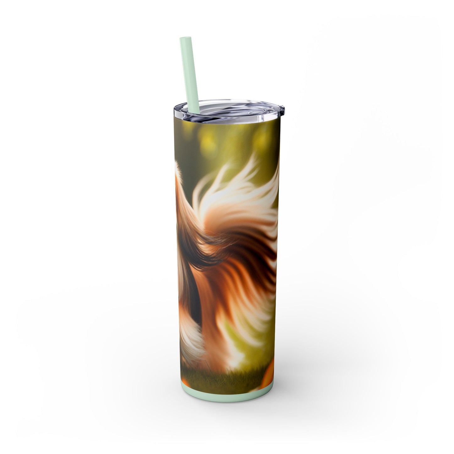 Tibetan Spaniel Skinny Tumbler with Straw, 20oz