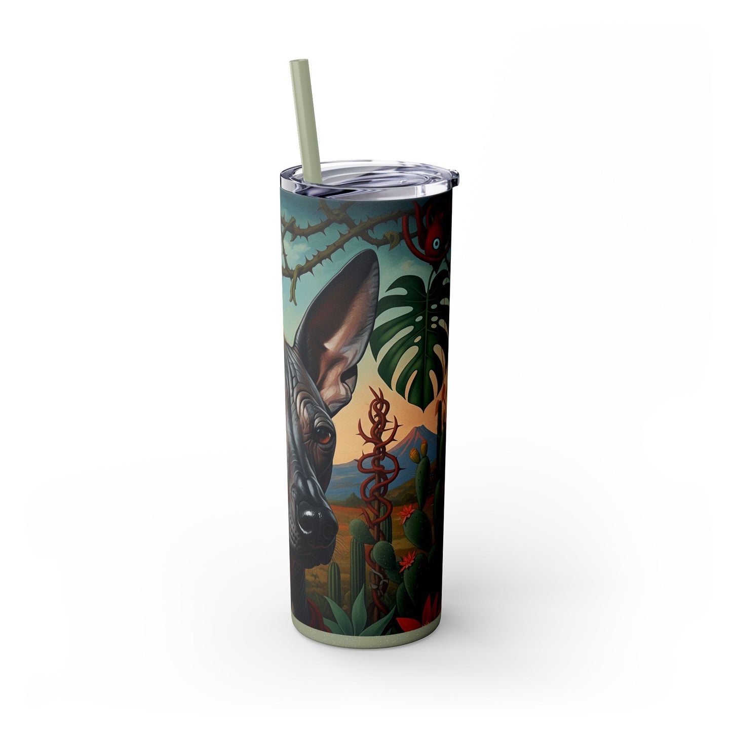 Xoloitzcuintli Skinny Tumbler with Straw, 20oz