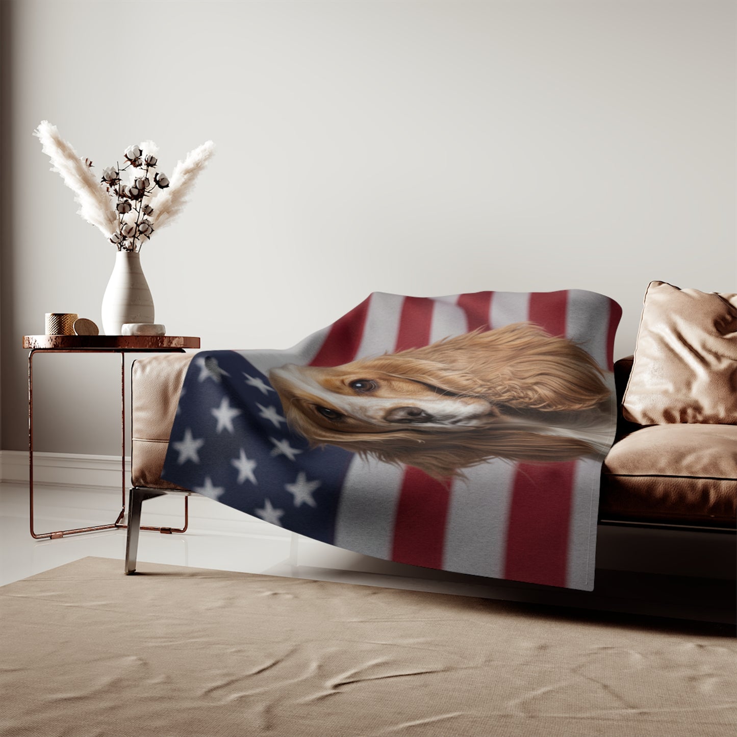 American Cocker Spaniel Patriotic Blanket