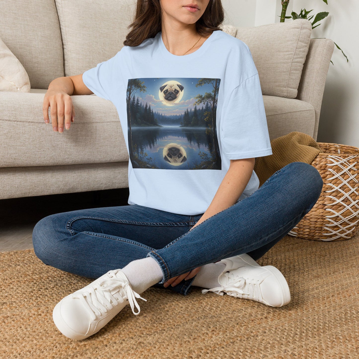 Canine Canvas Collection: Pug Moon Tee Shirt