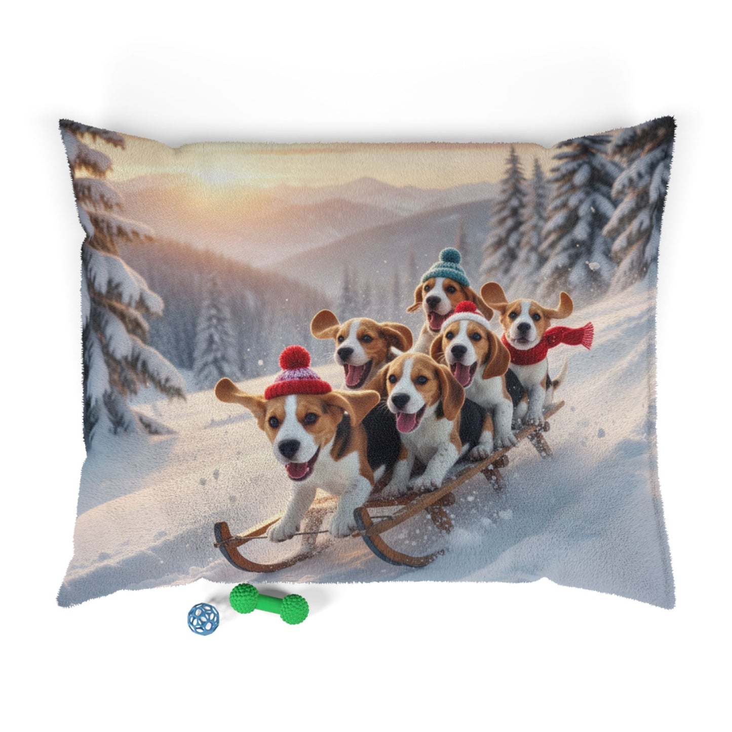 Holiday Sledding Beagle Pet Bed