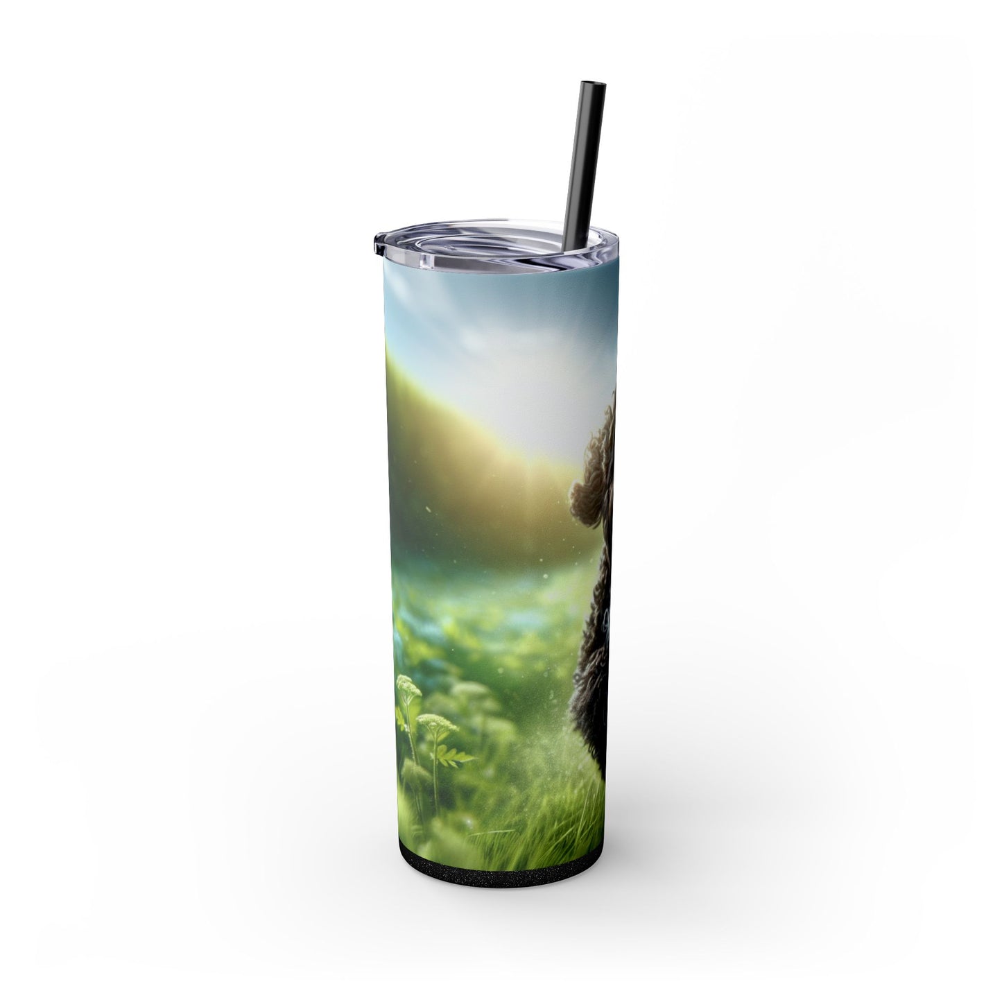 Portuguese Water Dog Skinny Tumbler with Straw, 20oz