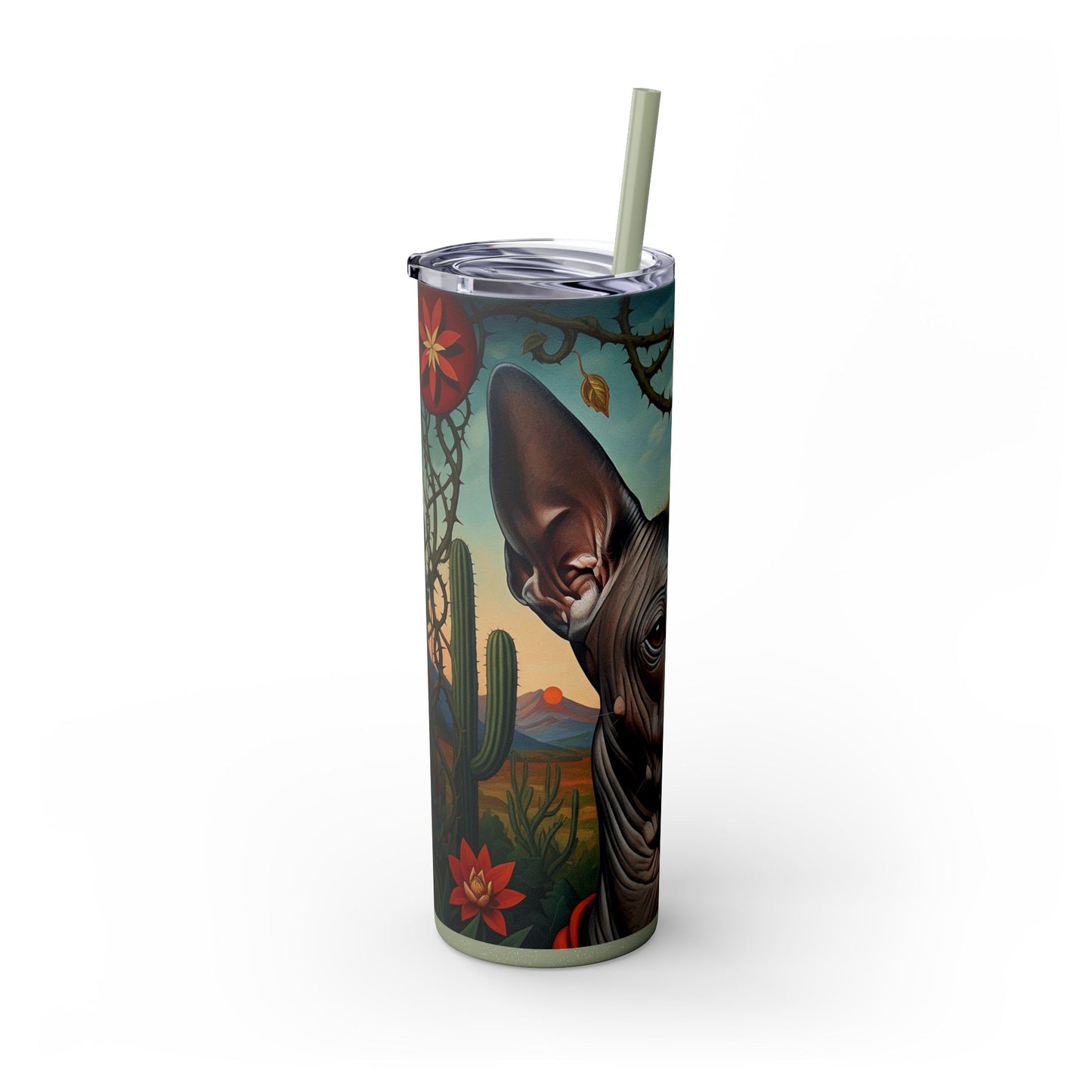 Xoloitzcuintli Skinny Tumbler with Straw, 20oz