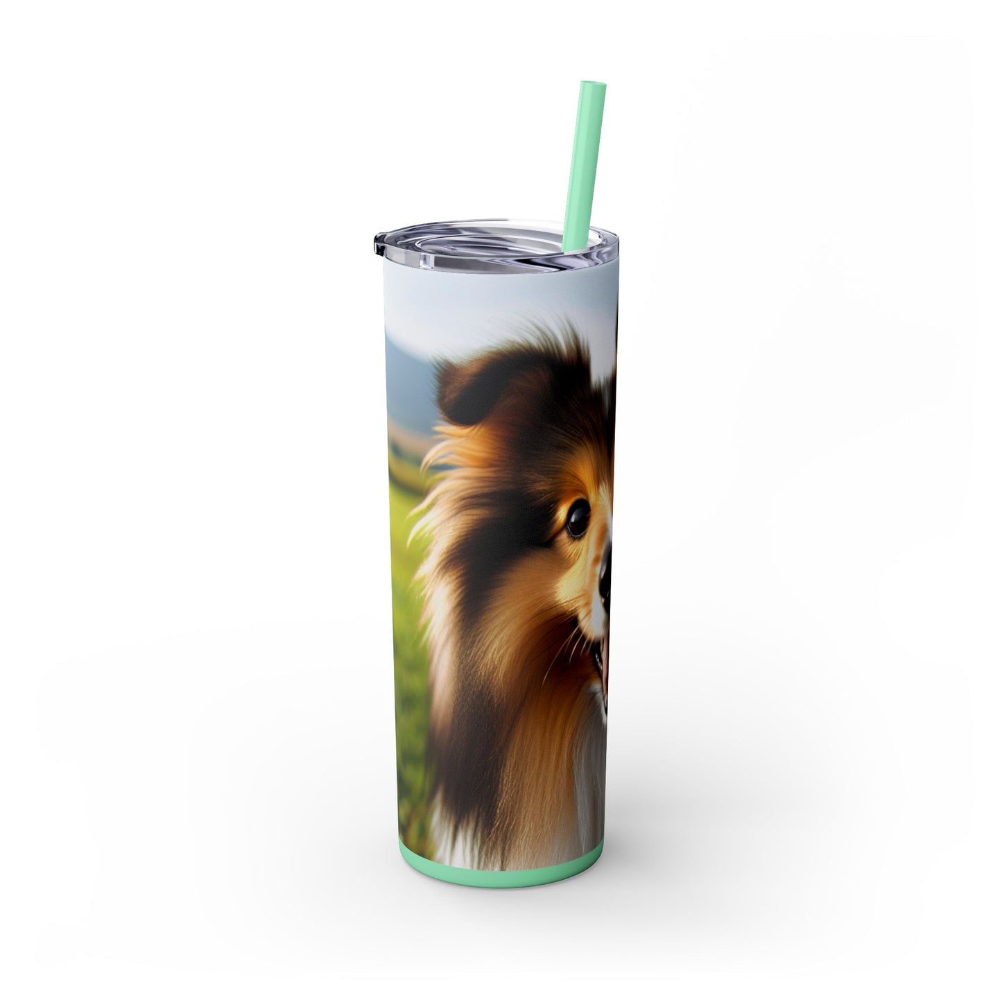 Shetland Sheepdog Skinny Tumbler with Straw, 20oz