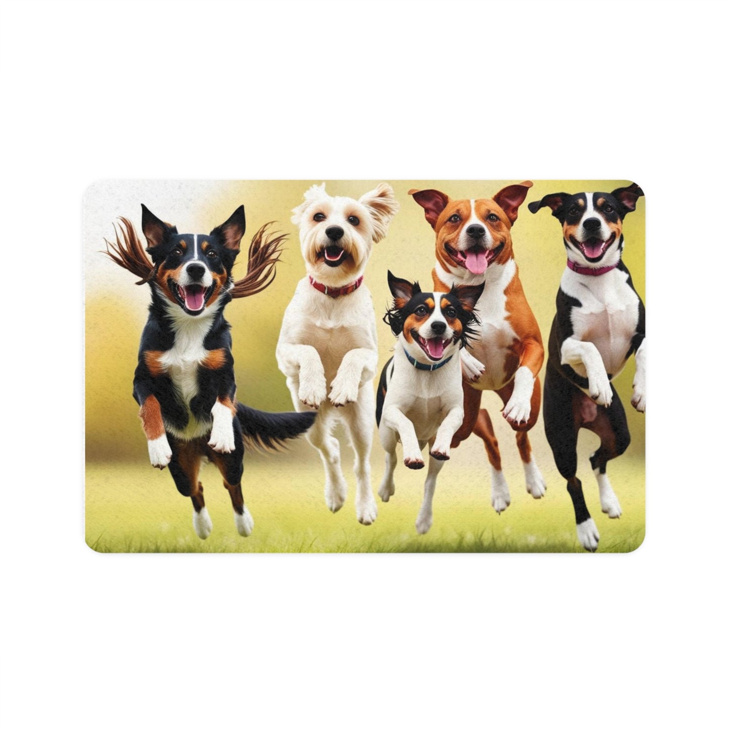 Pet Food Mat (12x18) - Jumping Dogs