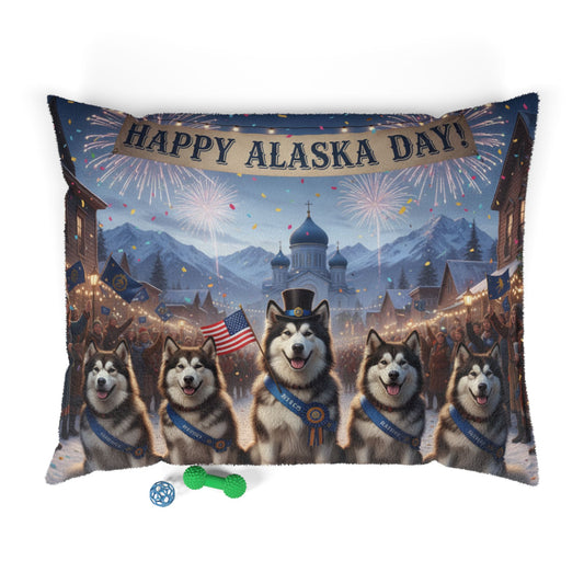Happy Alaska Day Alaskan Malamutes Pet Bed