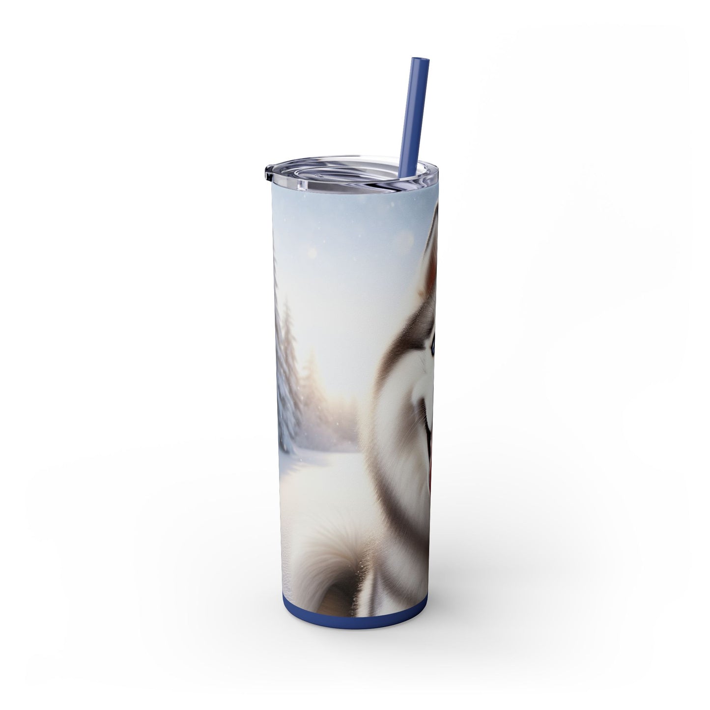 Siberian Husky Skinny Tumbler with Straw, 20oz