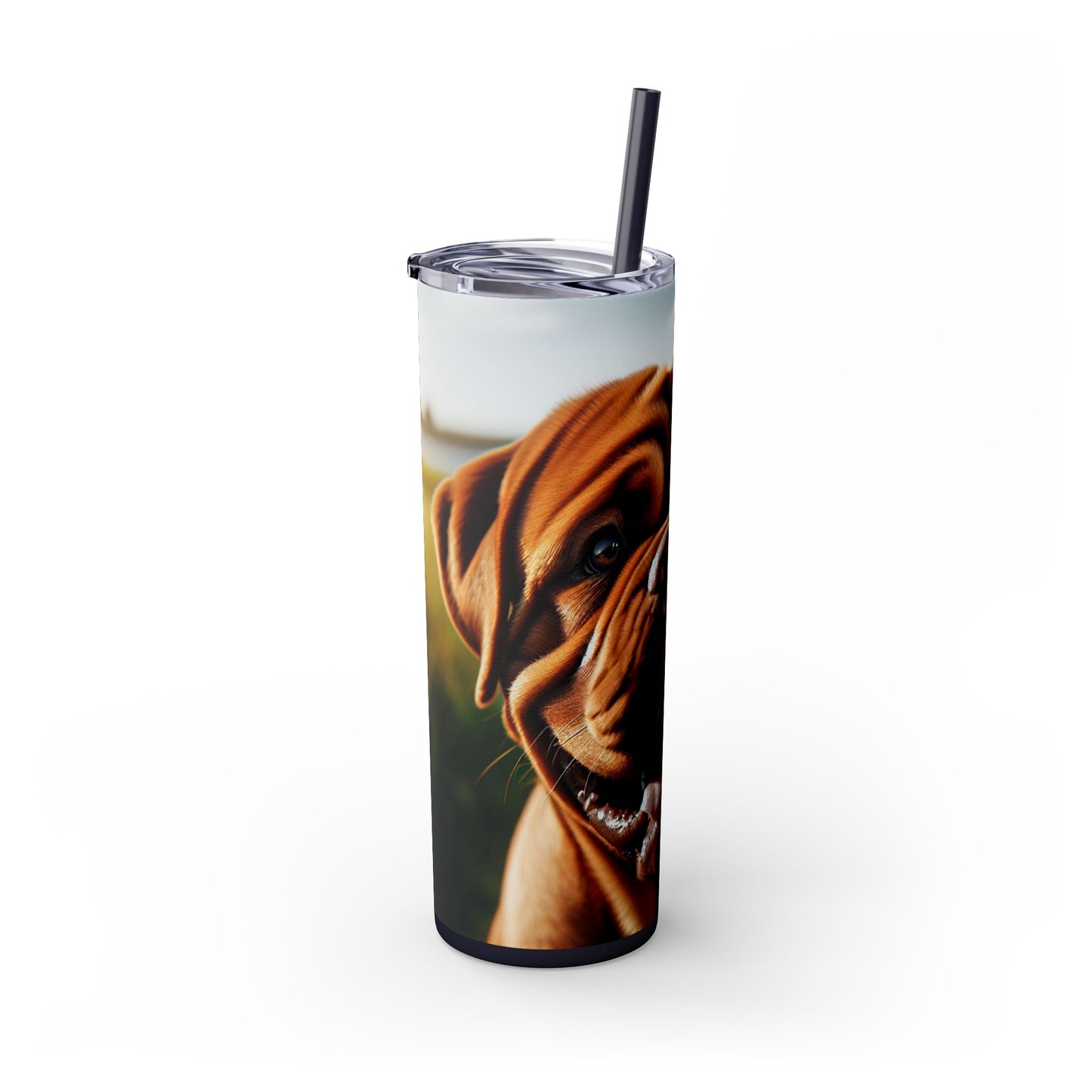 Dogue de Bordeaux Skinny Tumbler with Straw, 20oz