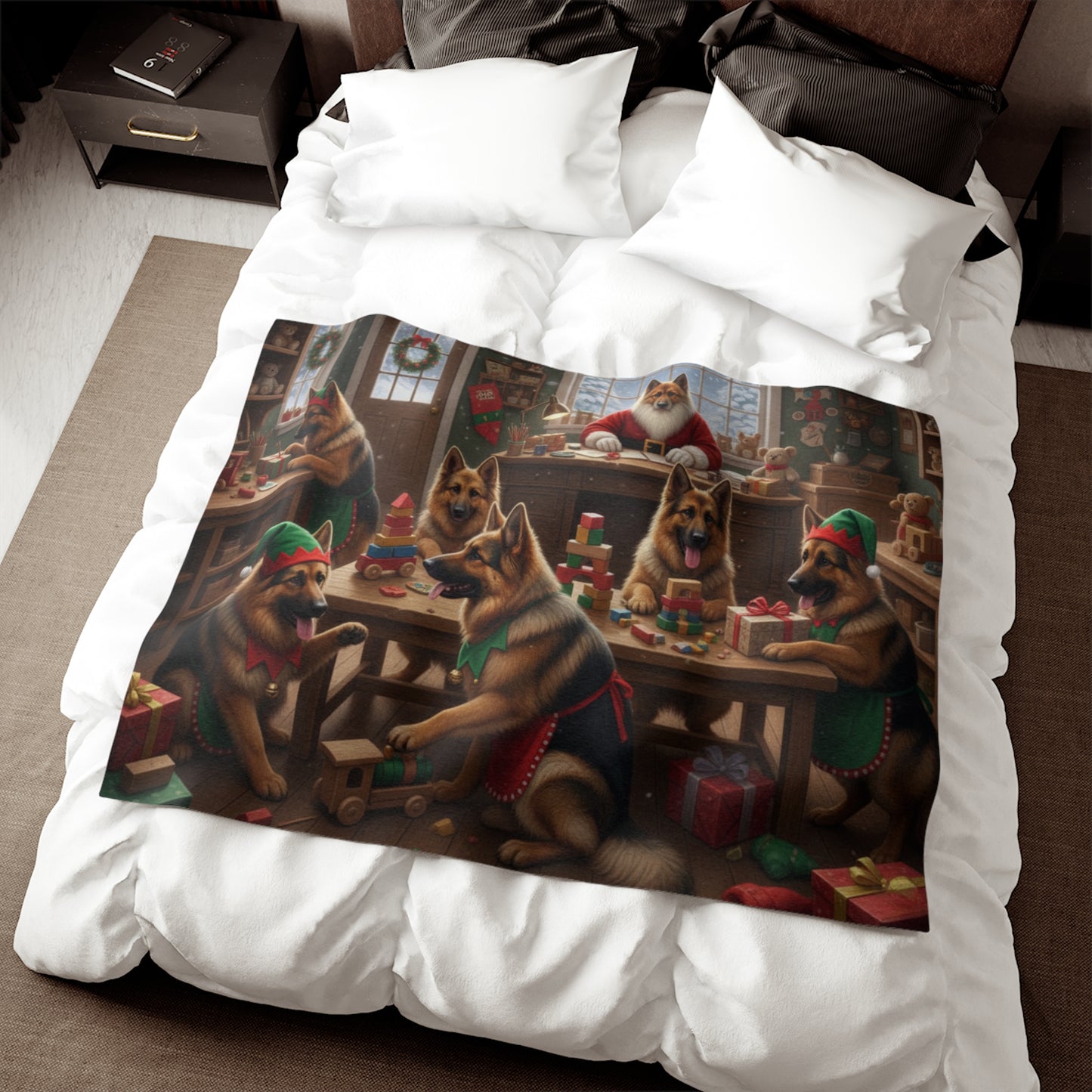 German Shepherd Holiday Workshop Blanket