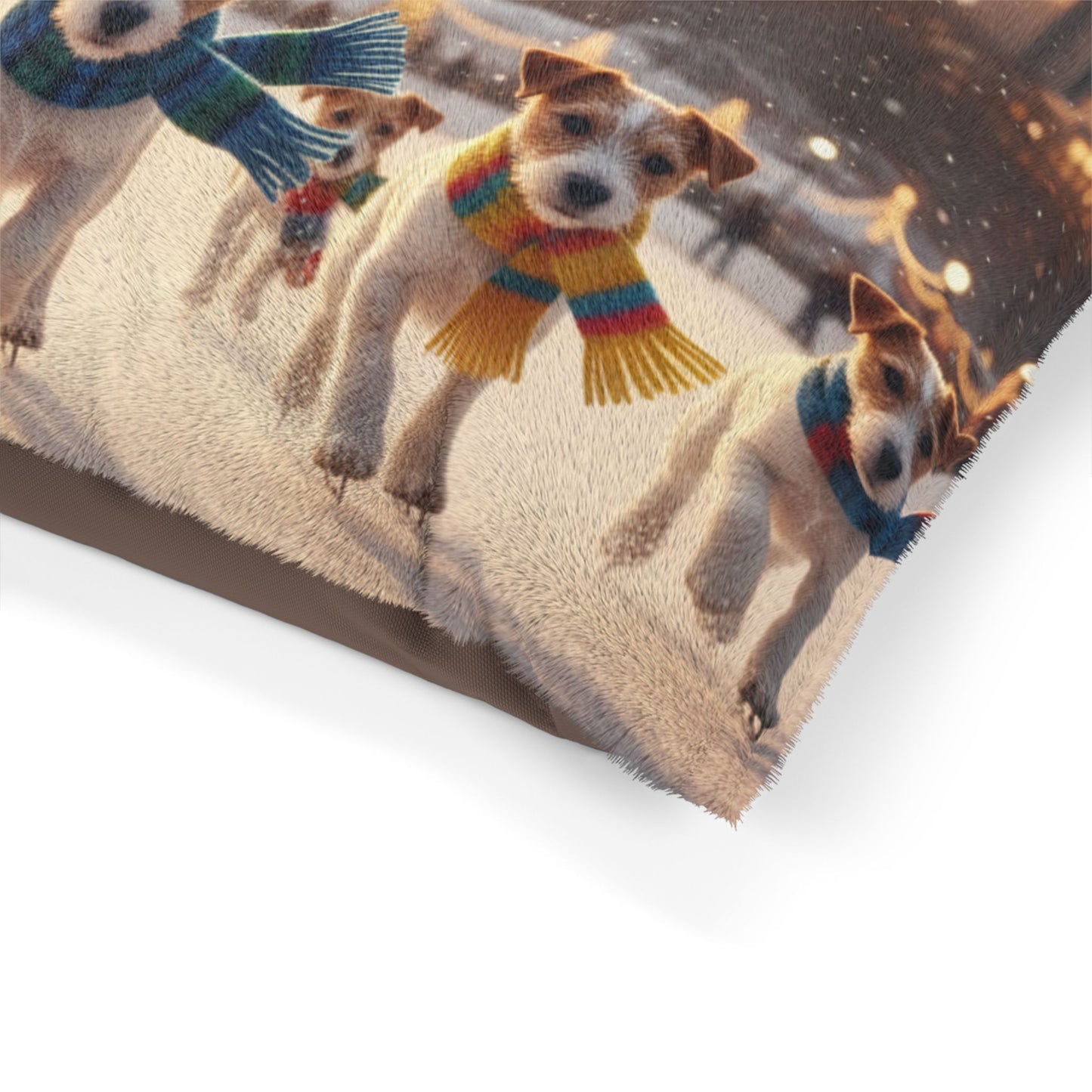 Holiday Puppy Cityscape Pet Bed