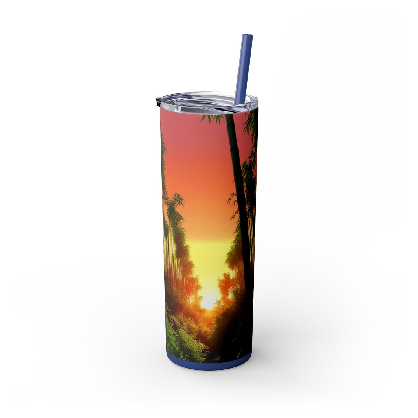 Bamboo Forest Sunrise Skinny Tumbler with Straw, 20oz