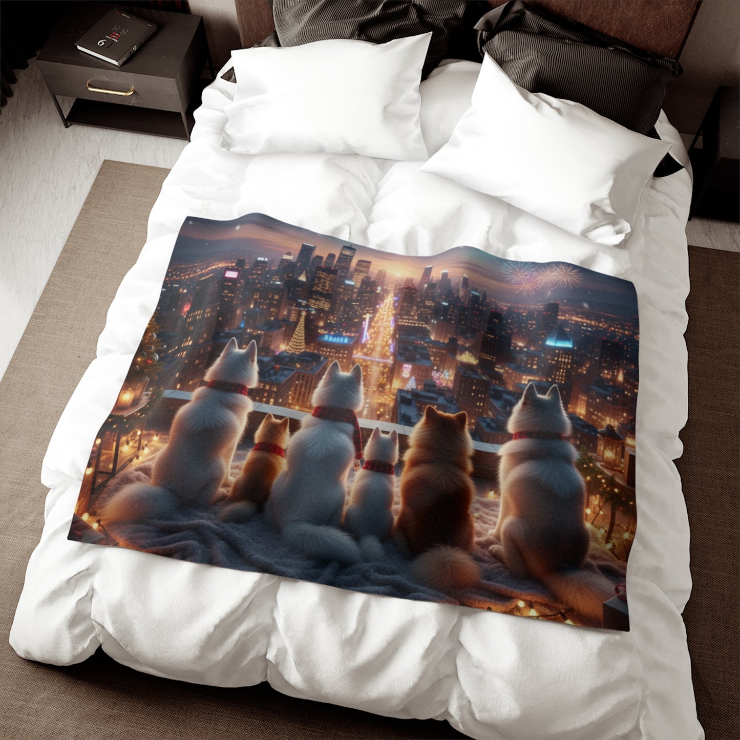 Holiday Nightscape City Lights Blanket