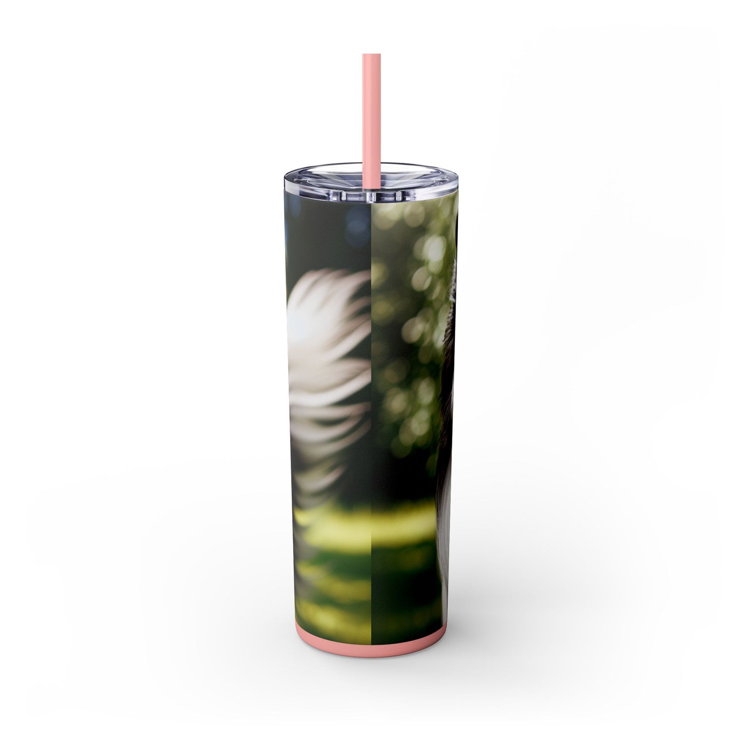 Border Collie Skinny Tumbler with Straw, 20oz