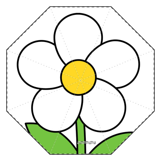 White Daisy Semi-Automatic Foldable Umbrella