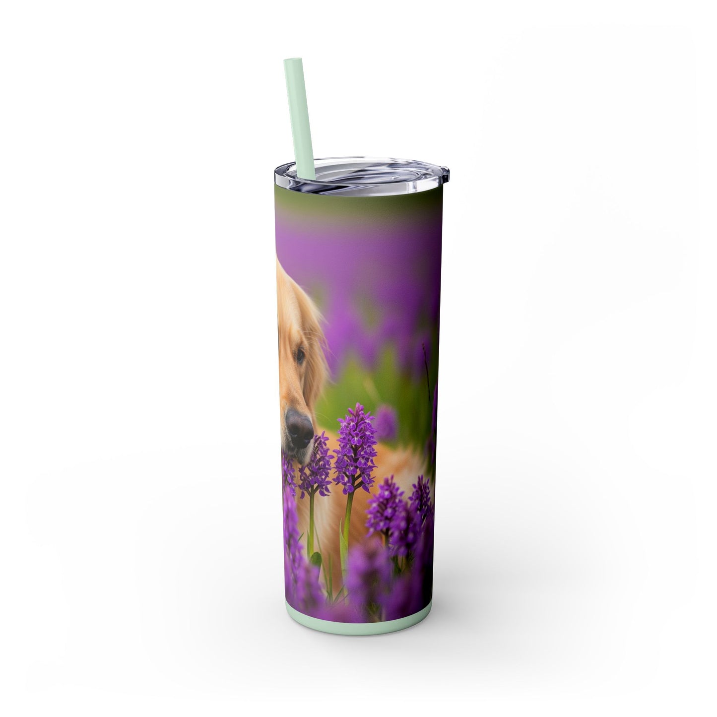 Golden Retriever Skinny Tumbler with Straw, 20oz