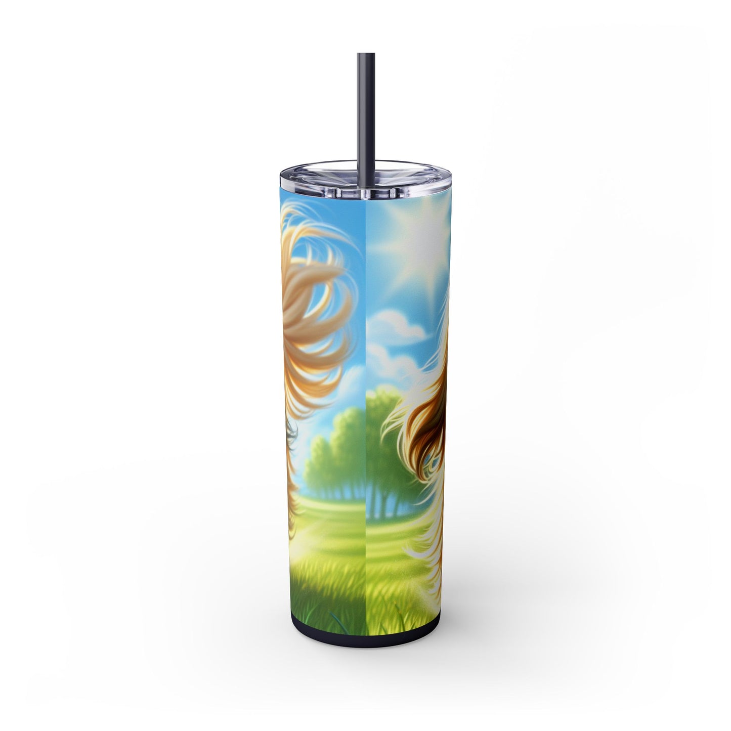 Lhasa Apso Skinny Tumbler with Straw, 20oz