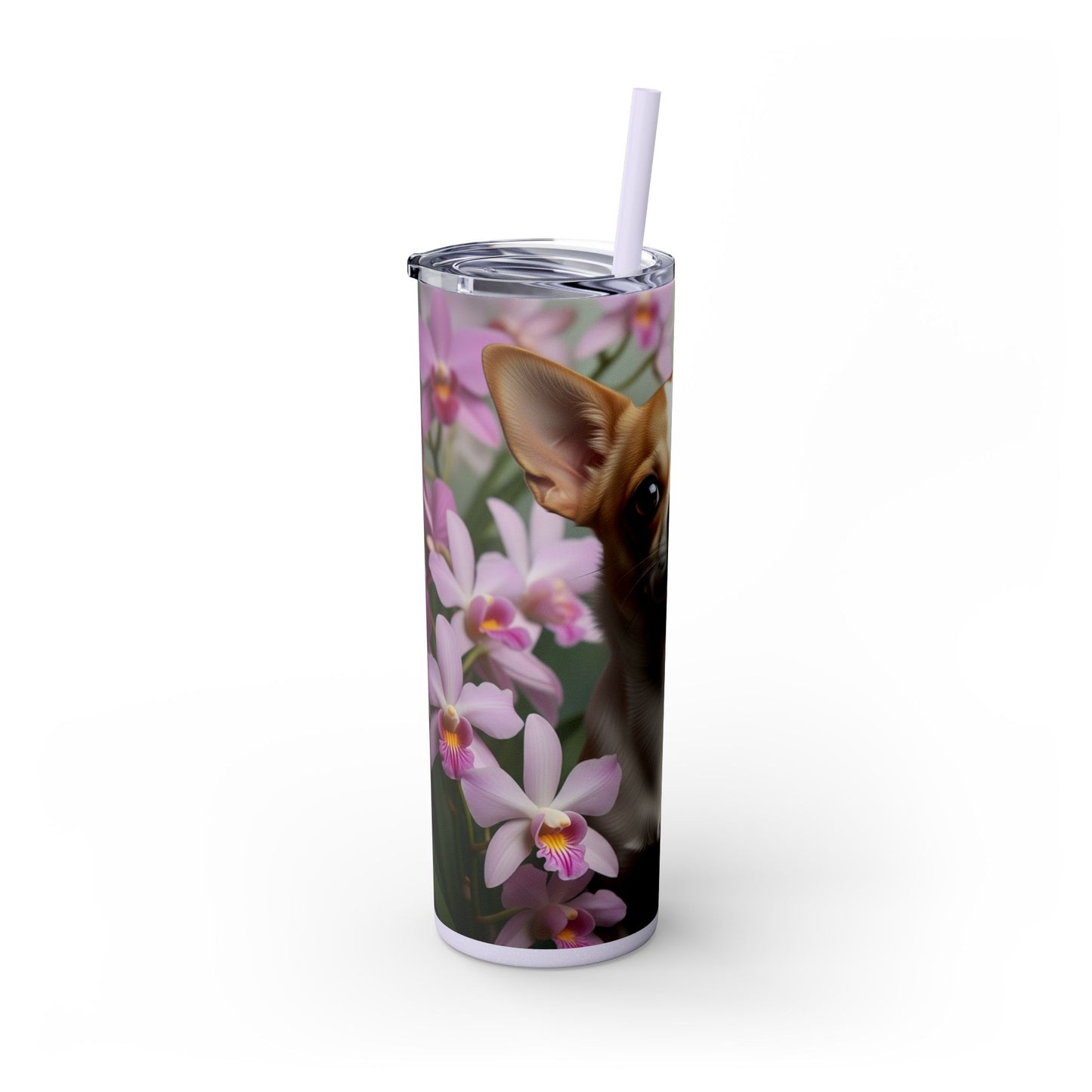 Vaso delgado con pajita para chihuahua, 20 oz