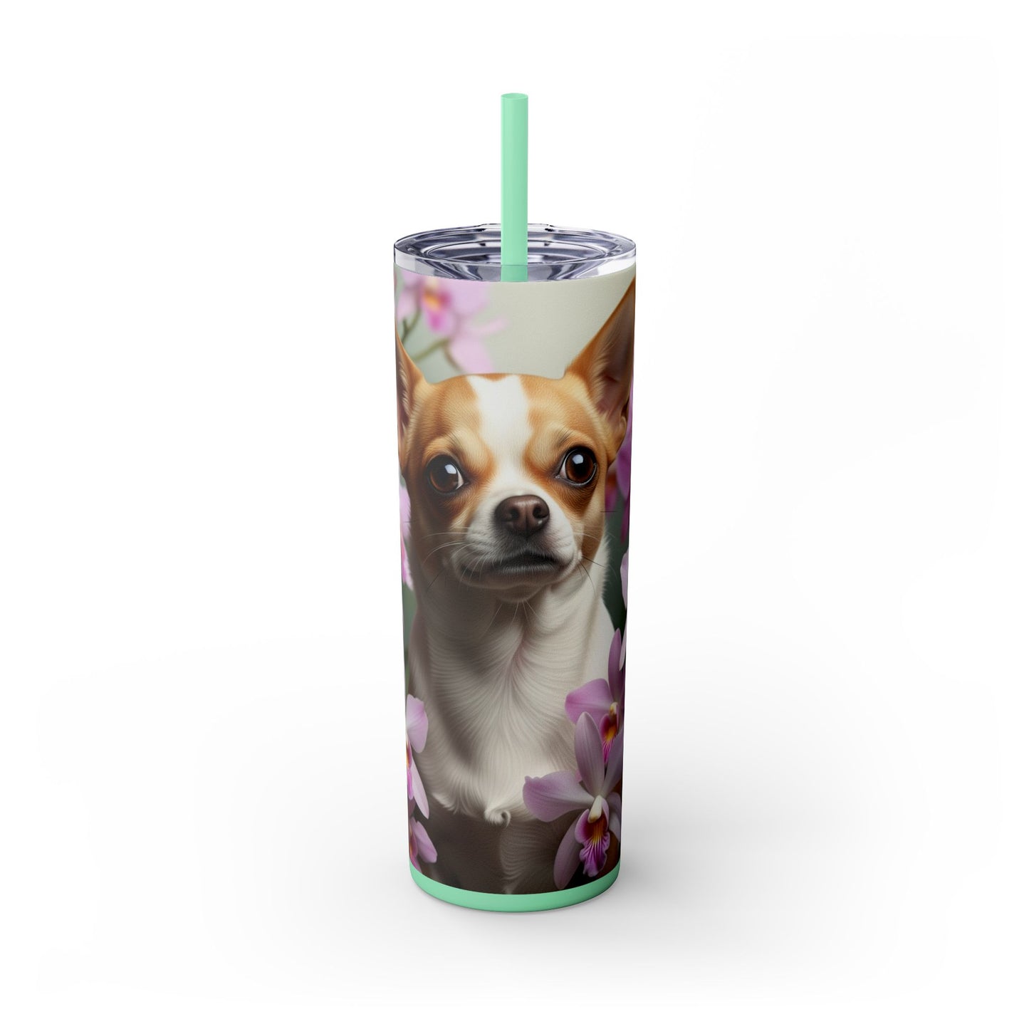 Vaso delgado con pajita para chihuahua, 20 oz