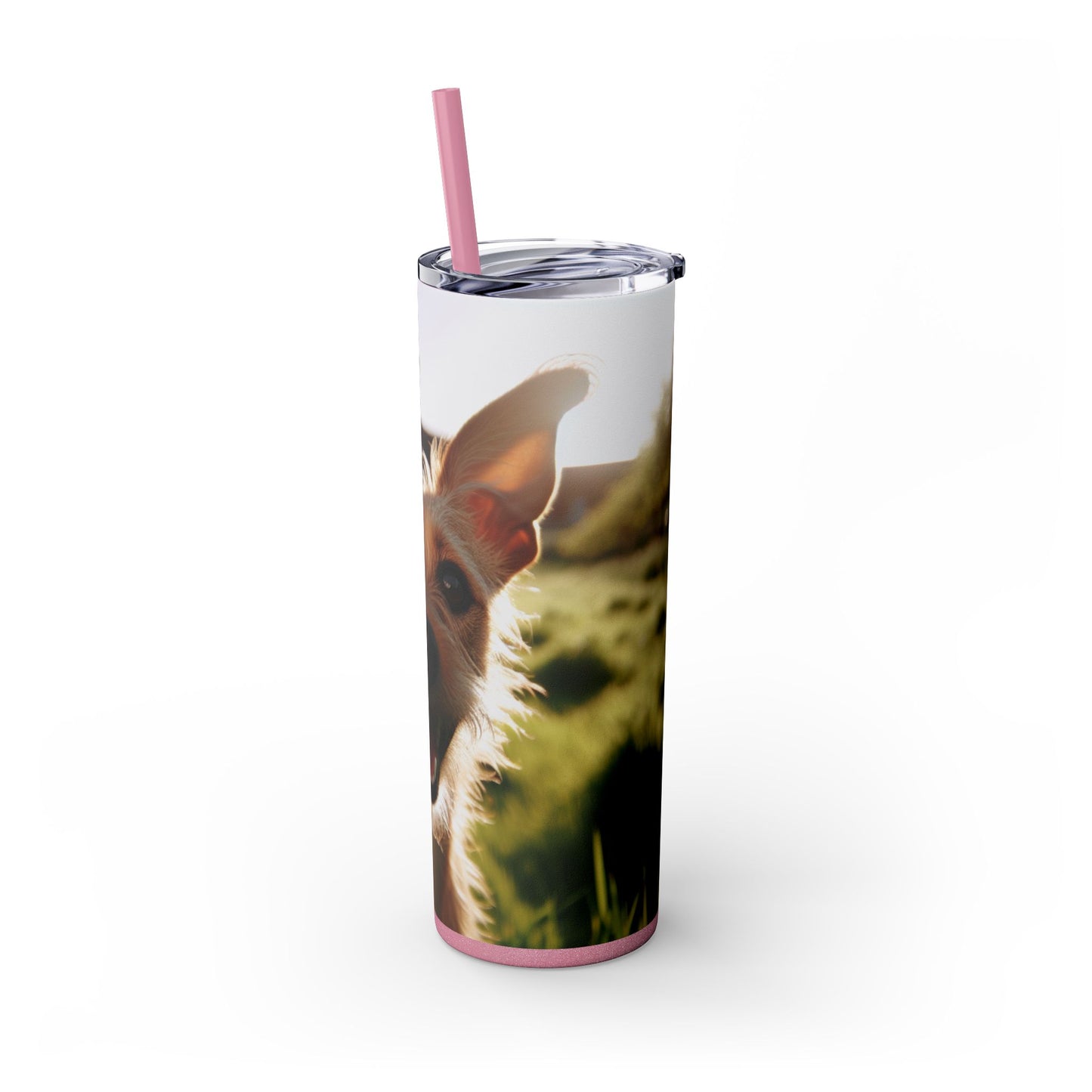 Portuguese Podengo Skinny Tumbler with Straw, 20oz