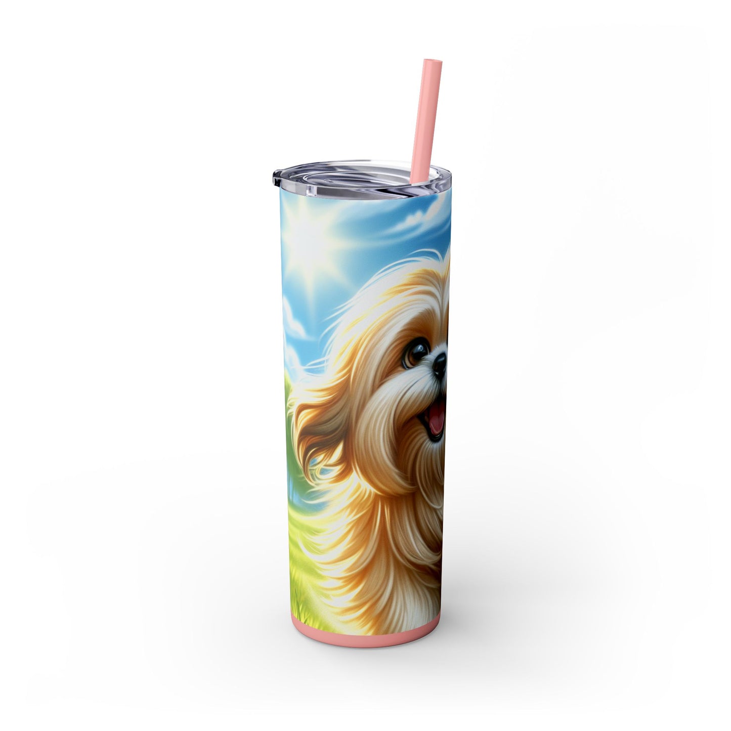 Lhasa Apso Skinny Tumbler with Straw, 20oz