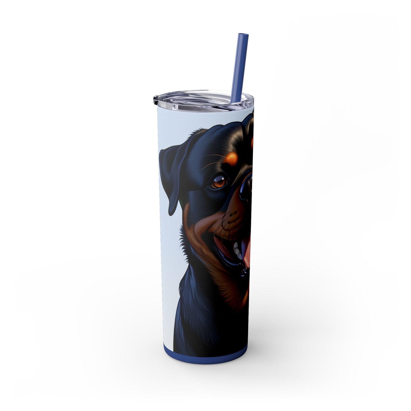 Rottweiler Skinny Tumbler with Straw, 20oz