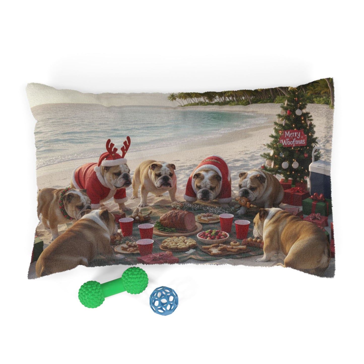 Bulldogs Beach Holiday Picnic Pet Bed