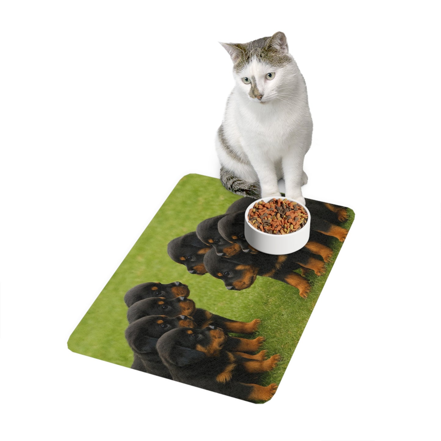 Pet Food Mat (12x18) - Rottweiler puppies