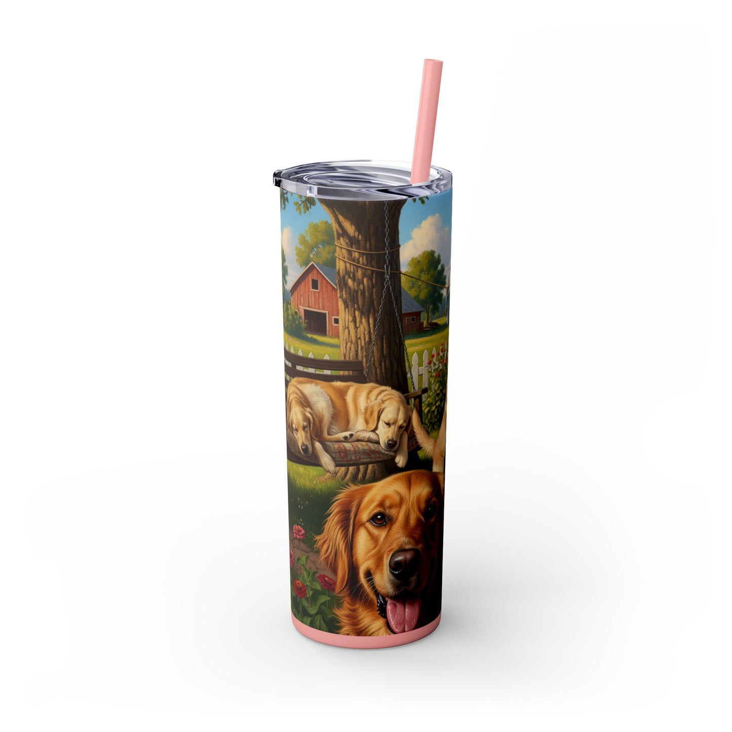 Golden Retriever Skinny Tumbler with Straw, 20oz