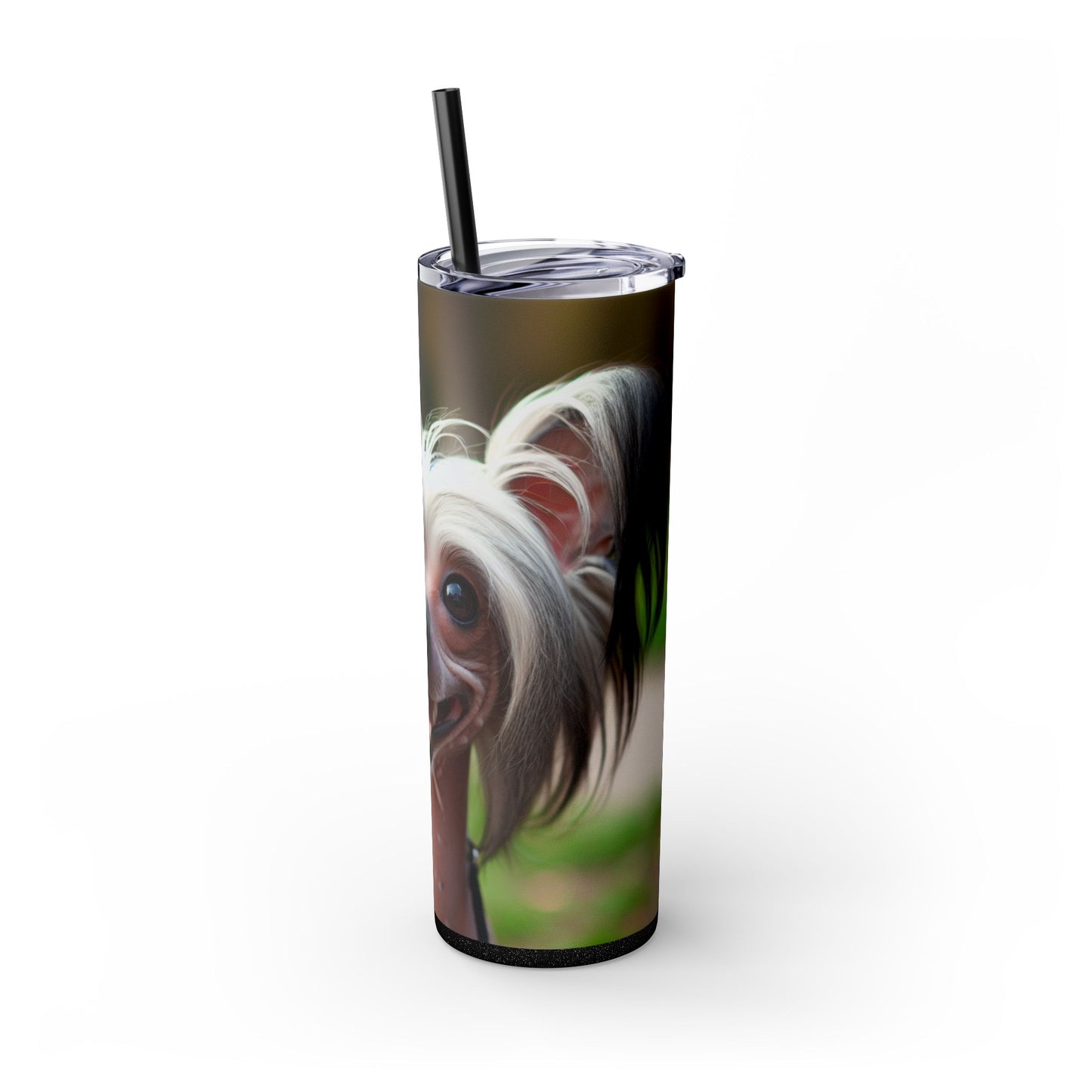 Gobelet isotherme à motif chien chinois à crête avec paille, 590 ml