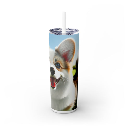 Welsh Corgi Cardigan Skinny Tumbler with Straw, 20oz
