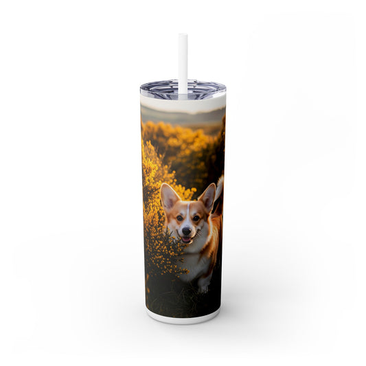 Pembroke Welsh Corgi Skinny Tumbler with Straw, 20oz
