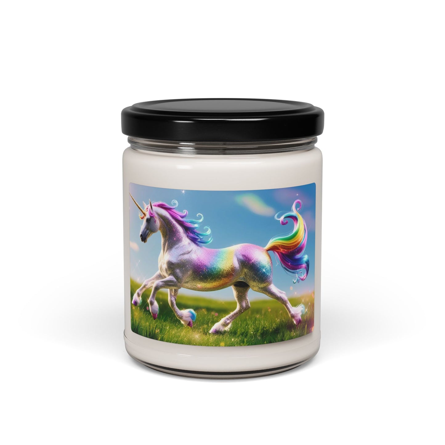 Glittery Rainbow Unicorn- Scented Soy Candle, 9oz