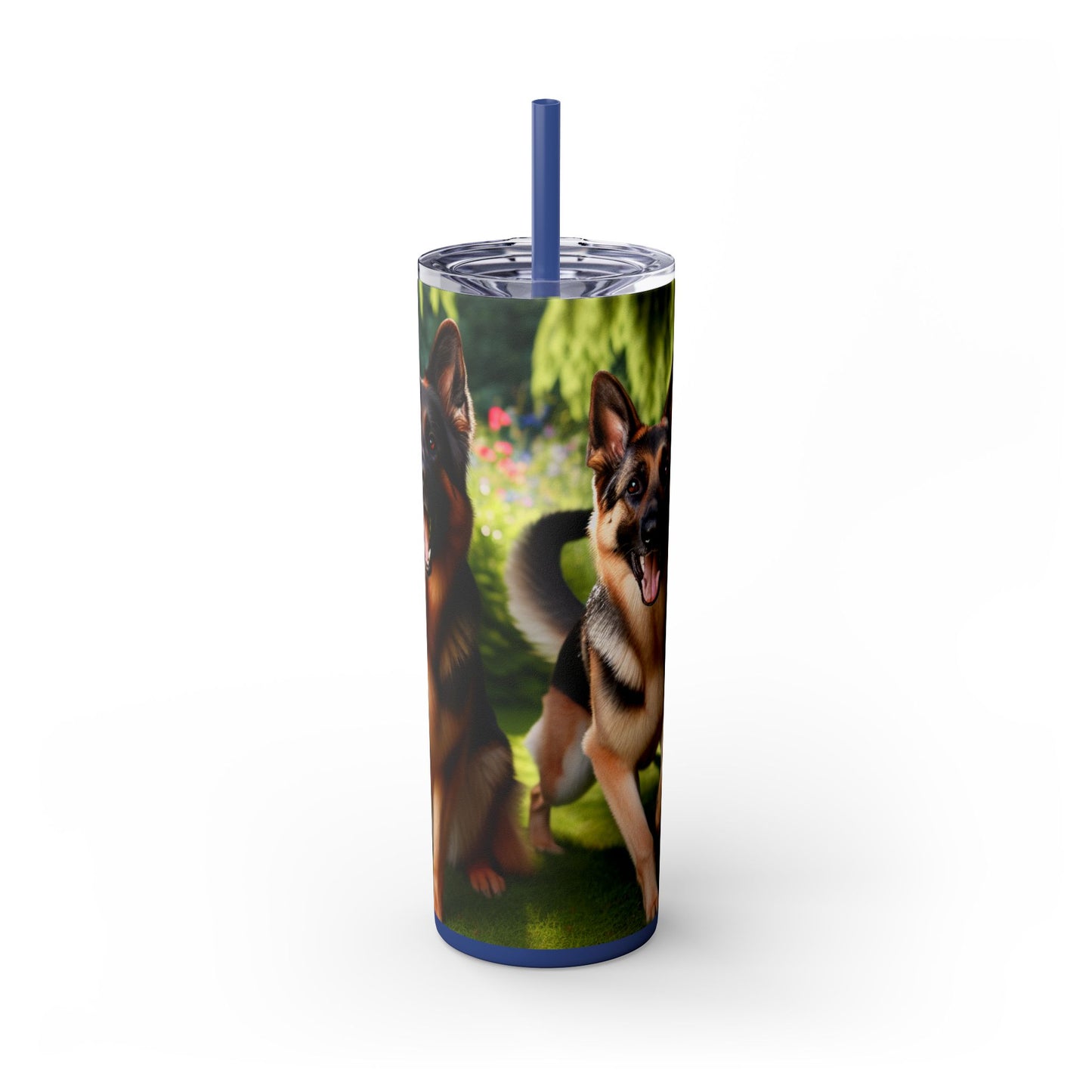 German Shepherd Skinny Tumbler with Straw, 20oz