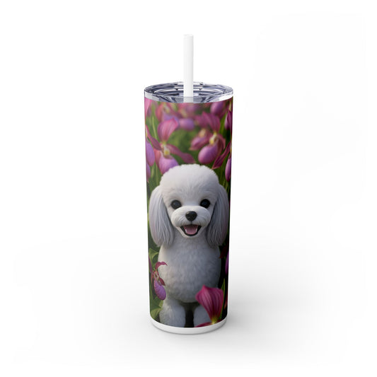 Toy Poodle Skinny Tumbler with Straw, 20oz