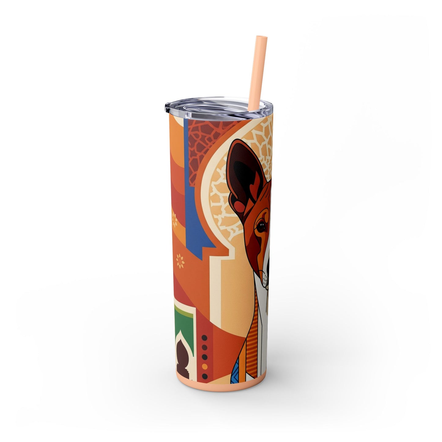 Basenji Skinny Tumbler with Straw, 20oz