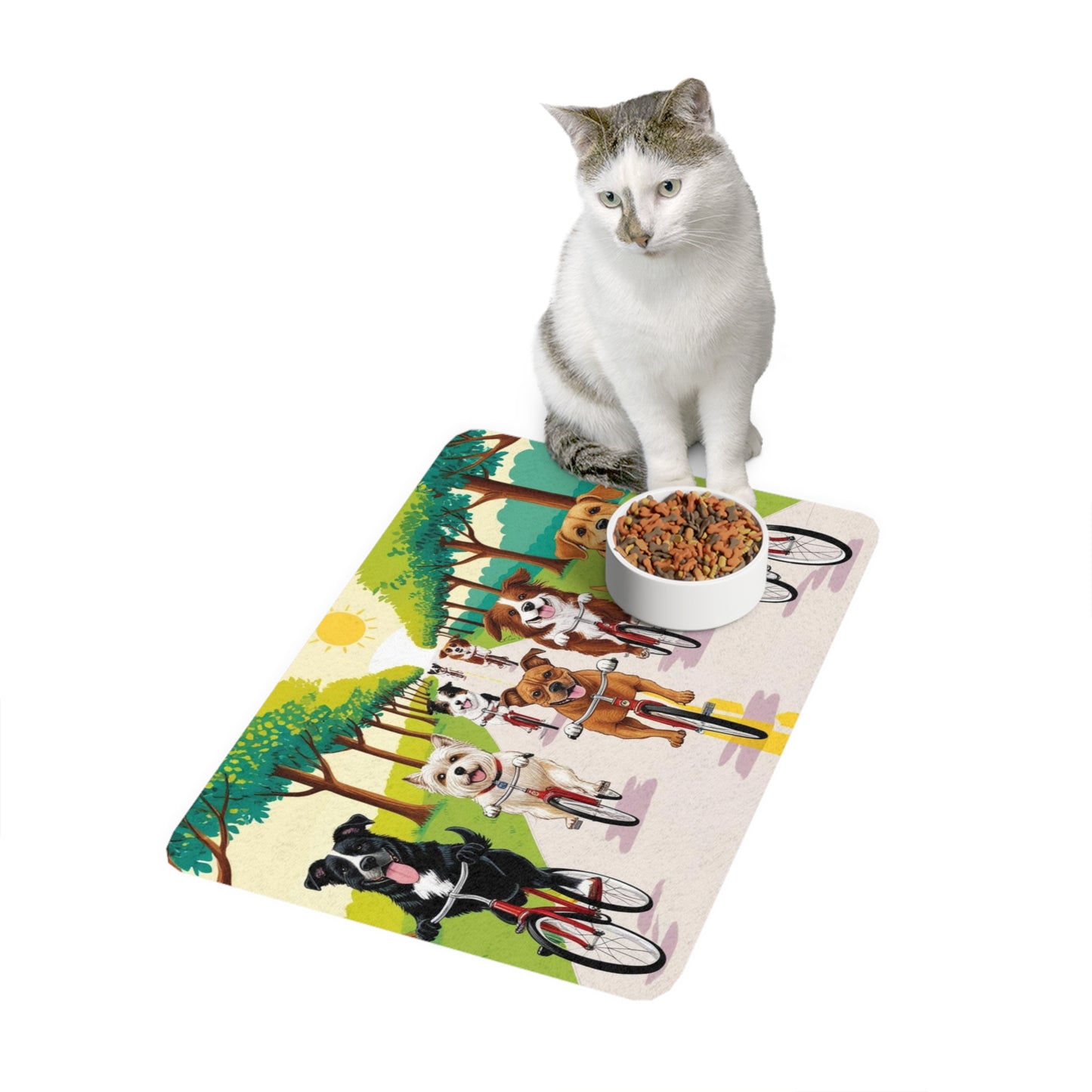 Pet Food Mat (12x18) - Bike Dogs