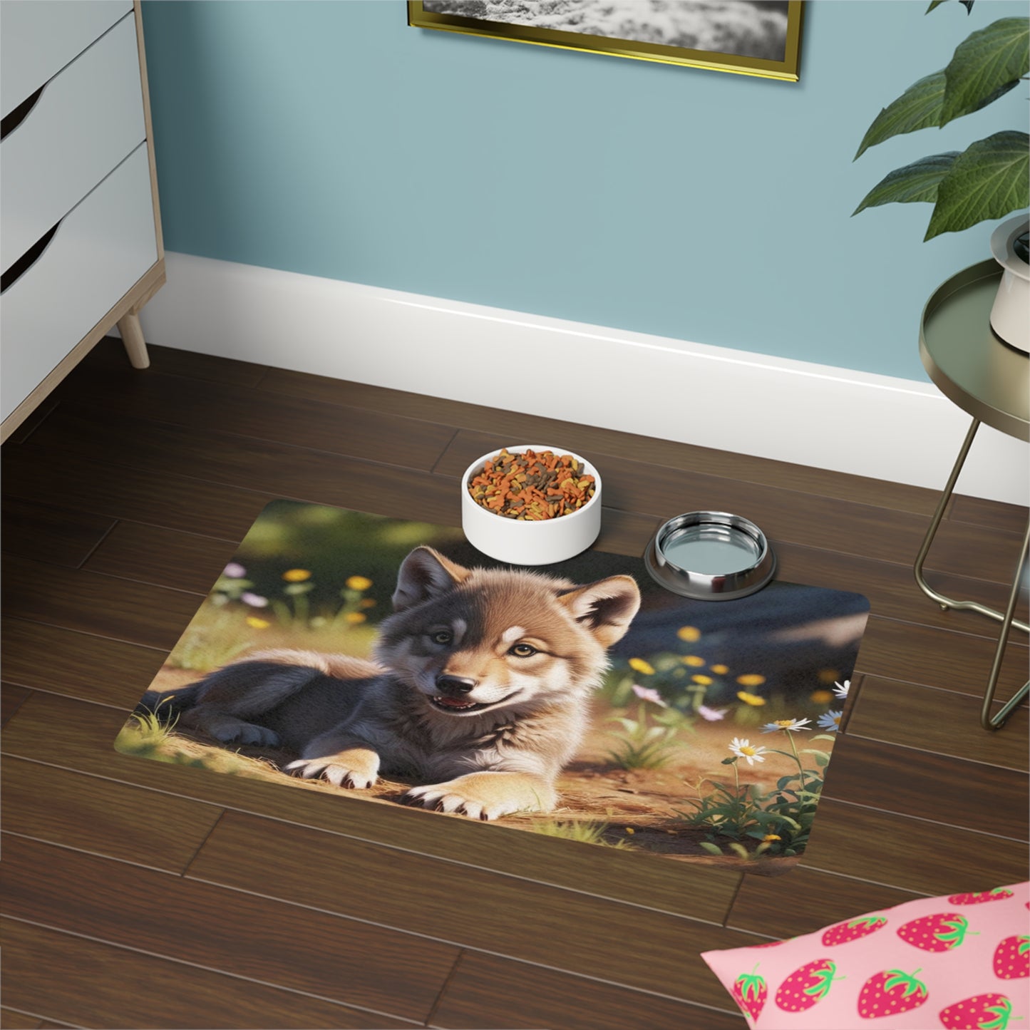 Pet Food Mat (12x18) - Wolf Cub