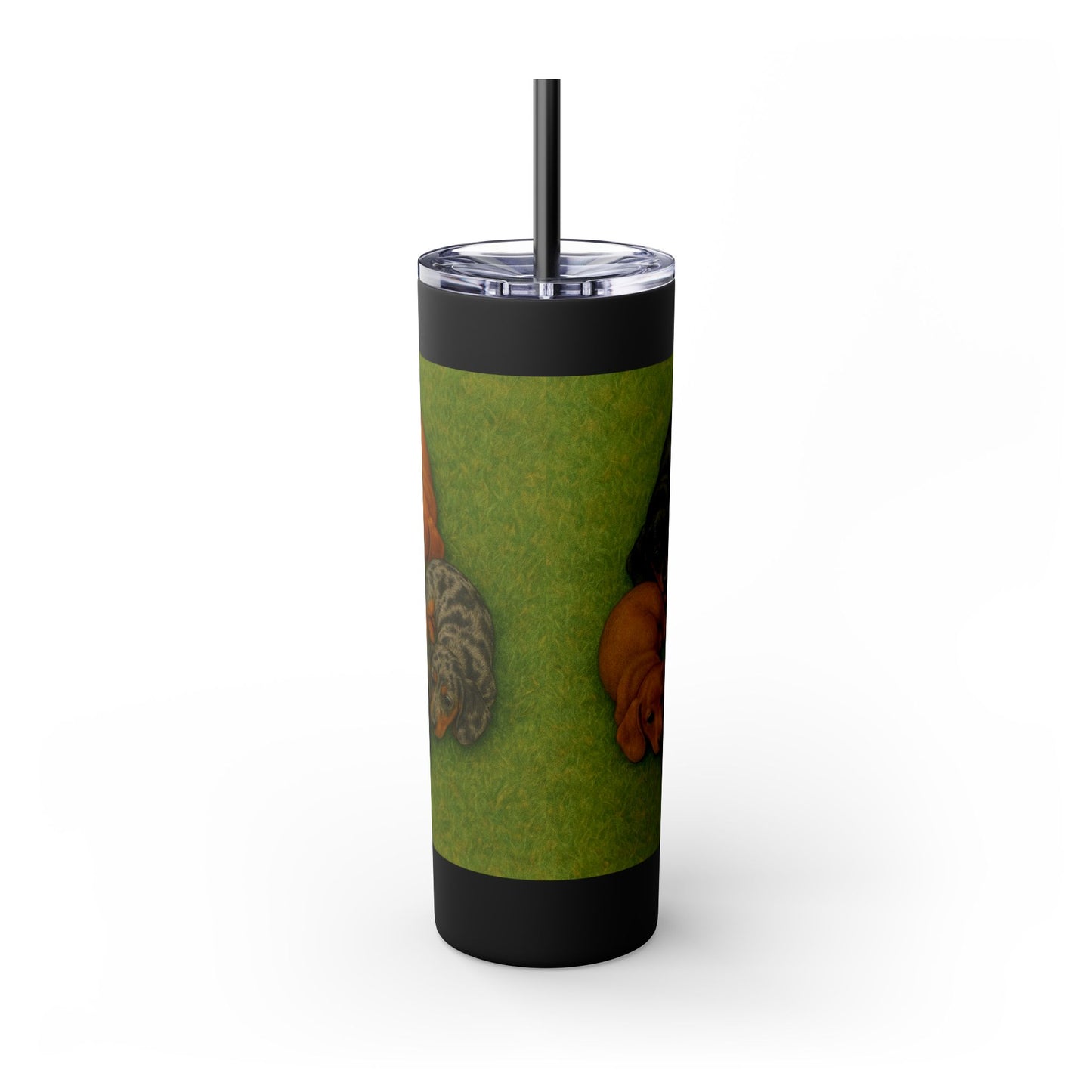 Gobelet isotherme avec paille, motif chiots teckels, 590 ml
