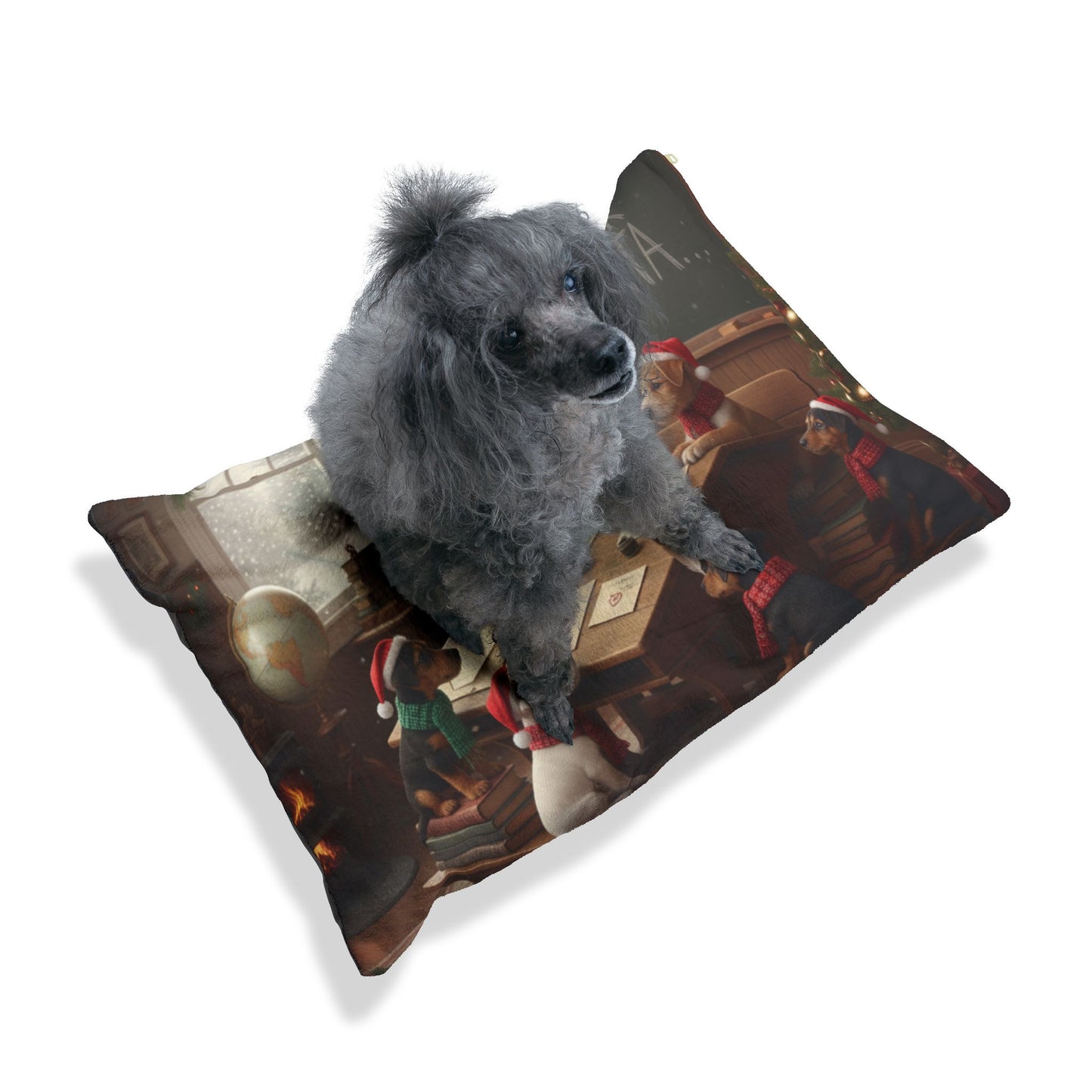 Holiday Puppies Writing a 'Dear Santa' Letter Pet Bed