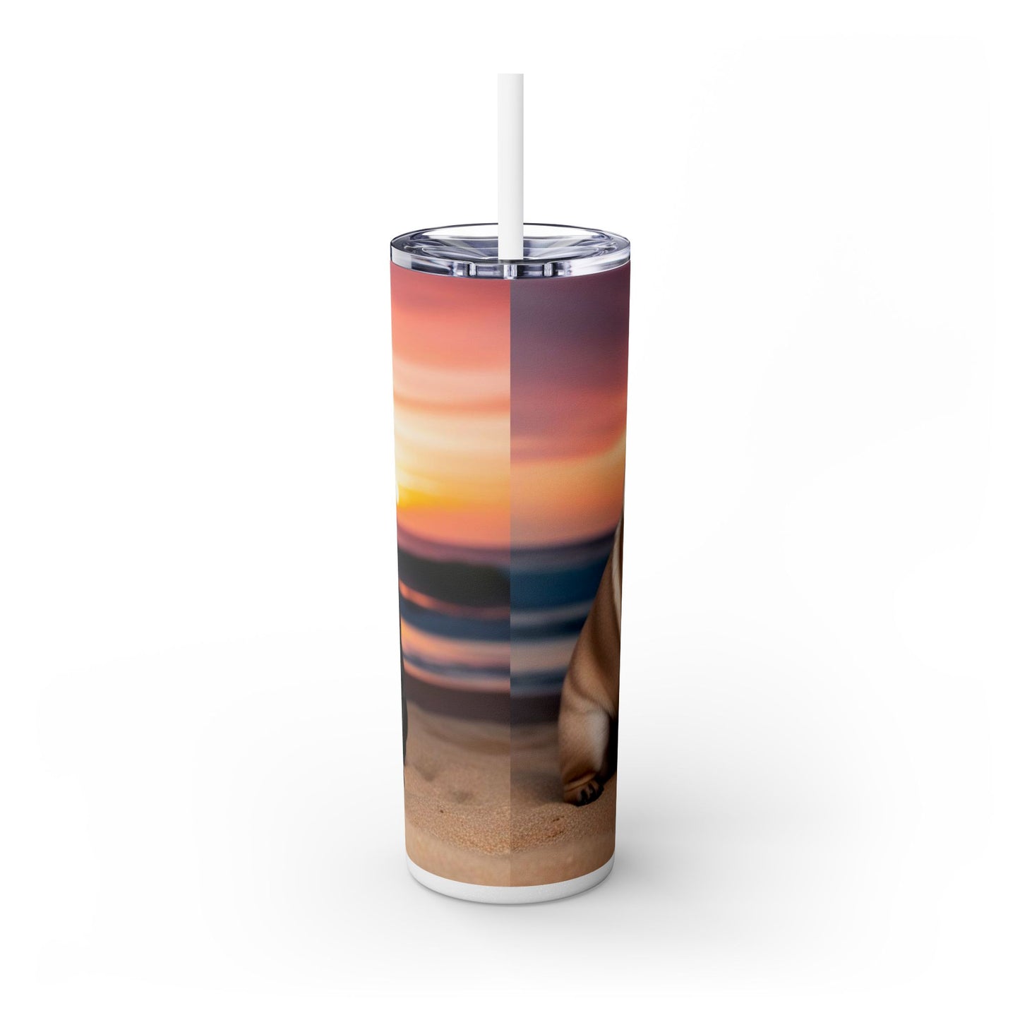Pug Love Skinny Tumbler with Straw, 20oz
