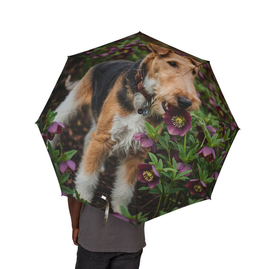 Wire Fox Terrier Semi-Automatic Foldable Umbrella